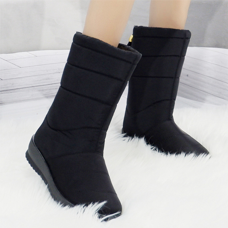 BEYARNEWarm Fur Winter Boots for Women 2019 Ζεστές αδιάβροχες χειμερινές μπότες Mid Calf Snow Boots Γυναικείες μπότες Γυναικεία παπούτσια Παπούτσια
