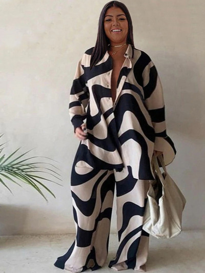 Σετ σετ 2 τεμαχίων Φαρδιά μπλουζάκι Μακρύ παντελόνι Casual Κομψό Γυναικείο Σετ Γυναικεία Μόδα Κοστούμια Plus Size Δωρεάν αποστολή Χονδρική