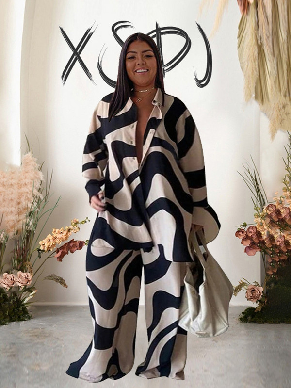 Σετ σετ 2 τεμαχίων Φαρδιά μπλουζάκι Μακρύ παντελόνι Casual Κομψό Γυναικείο Σετ Γυναικεία Μόδα Κοστούμια Plus Size Δωρεάν αποστολή Χονδρική