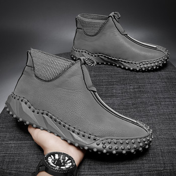 Νέες επώνυμες ανδρικές μπότες Δερμάτινες μπότες αστραγάλου Μπότες εργασίας Χειροποίητες μπότες σε εξωτερικό χώρο Ανδρικές μπότες πολυτελείας Δερμάτινες μπότες σχεδιαστών μεγάλου μεγέθους