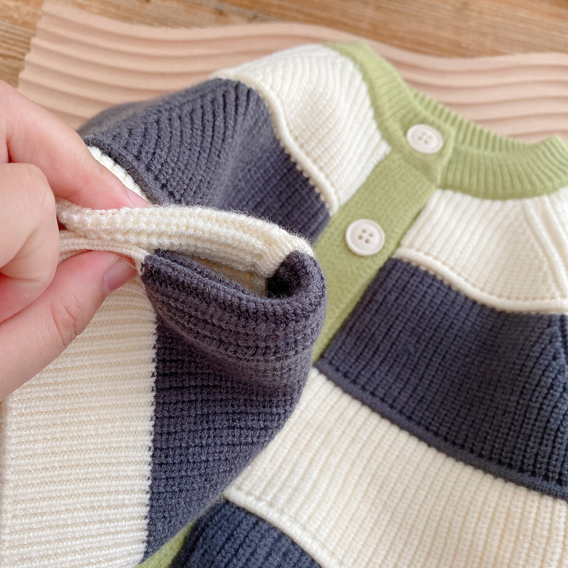 1-10Y Παιδικά εξωτερικά ενδύματα για αγόρια για κορίτσια Πλεκτή ζακέτα άνοιξη φθινόπωρο 2023 Νέο ριγέ πλεκτό πουκάμισο Baby Top Clothing πλεκτό πουλόβερ