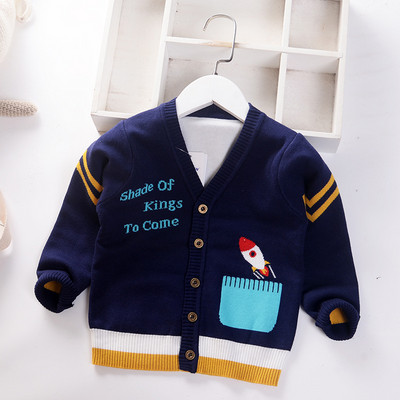 Παλτό Ζακέτα για μωρά αγόρια 2023 Φθινόπωρο Χειμώνας Παιδικά Πουλόβερ Παιδικά Πλεκτά Ρούχα Γράμμα Κινούμενα σχέδια με λαιμόκοψη για νήπια πουλόβερ