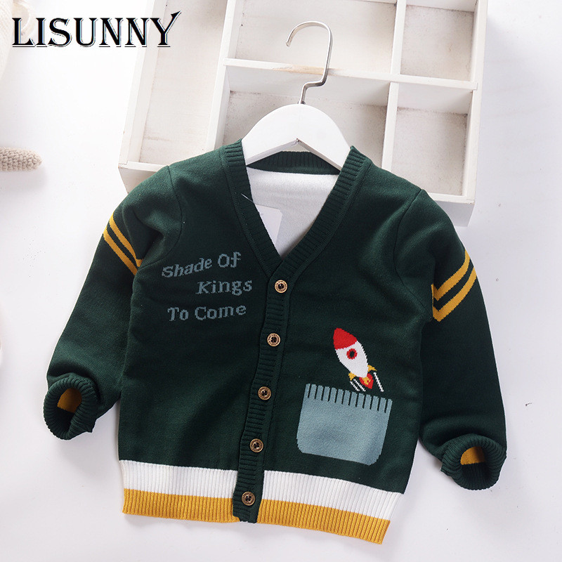 Παλτό Ζακέτα για μωρά αγόρια 2023 Φθινόπωρο Χειμώνας Παιδικά Πουλόβερ Παιδικά Πλεκτά Ρούχα Γράμμα Κινούμενα σχέδια με λαιμόκοψη για νήπια πουλόβερ
