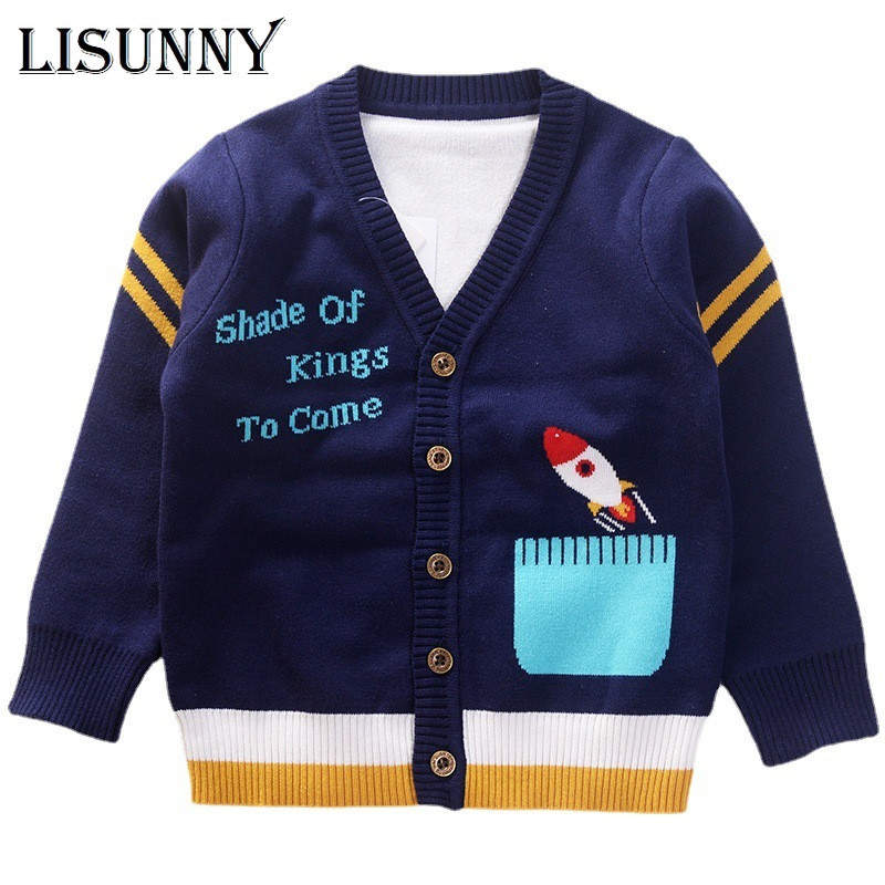 Παλτό Ζακέτα για μωρά αγόρια 2023 Φθινόπωρο Χειμώνας Παιδικά Πουλόβερ Παιδικά Πλεκτά Ρούχα Γράμμα Κινούμενα σχέδια με λαιμόκοψη για νήπια πουλόβερ