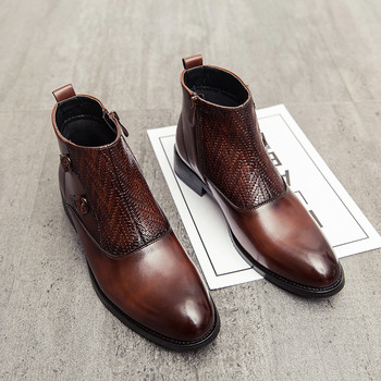 Нови мъжки ботуши Челси от естествен велур в британски стил Високи бизнес обувки Модни топли зимни мъжки ботуши за езда