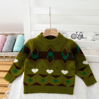 Пуловер за момчета Есенен детски пуловер Нов раиран анимационен трикотаж Моден пуловер с дълъг ръкав за момче 2-6 години Детски пуловер Пуловер