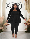 Σετ δύο τεμαχίων Γυναικείο μπλουζάκι και παντελόνι Κομψό μακρυμάνικο συν ασορτί μέγεθος σετ μονόχρωμες αθλητικές φόρμες Μαζική χονδρική Δωρεάν αποστολή