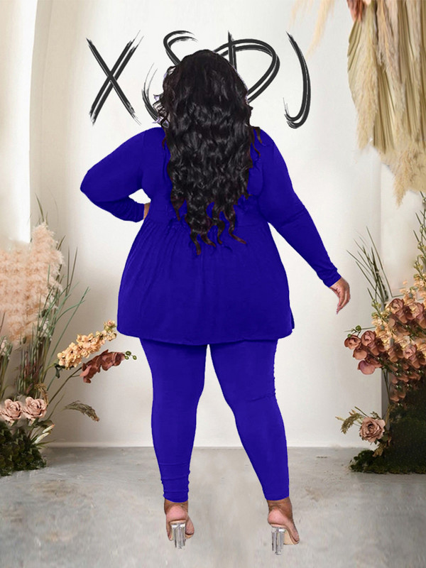 Σετ δύο τεμαχίων Γυναικείο μπλουζάκι και παντελόνι Κομψό μακρυμάνικο συν ασορτί μέγεθος σετ μονόχρωμες αθλητικές φόρμες Μαζική χονδρική Δωρεάν αποστολή