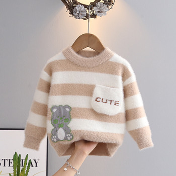 Кадифени пуловери за момчета Есен Зима Детски плетени суичъри за бебета Момичета Вълнени горнища Облекло Детски пуловер Пуловер за малко дете