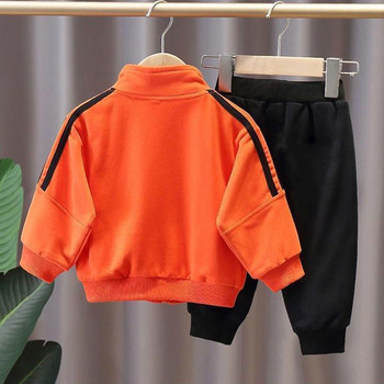 Φθινοπωρινό βαμβακερό παιδικό σετ ρούχων Κοστούμια για αγόρια για νήπια Μπουφάν με ριγέ φερμουάρ + παντελόνι 2 τμχ Ρούχα Παιδικά ρούχα αθλητικό κοστούμι