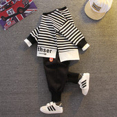 Noua Toamnă Bebeluș Fetă Băieți Îmbrăcăminte pentru sugari Casual Sport Benzi Tricou Pantaloni 2BUC/Seturi Copil Haine Copii Costume Treninguri din bumbac