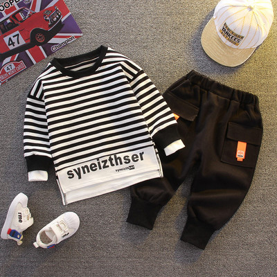 Noua Toamnă Bebeluș Fetă Băieți Îmbrăcăminte pentru sugari Casual Sport Benzi Tricou Pantaloni 2BUC/Seturi Copil Haine Copii Costume Treninguri din bumbac