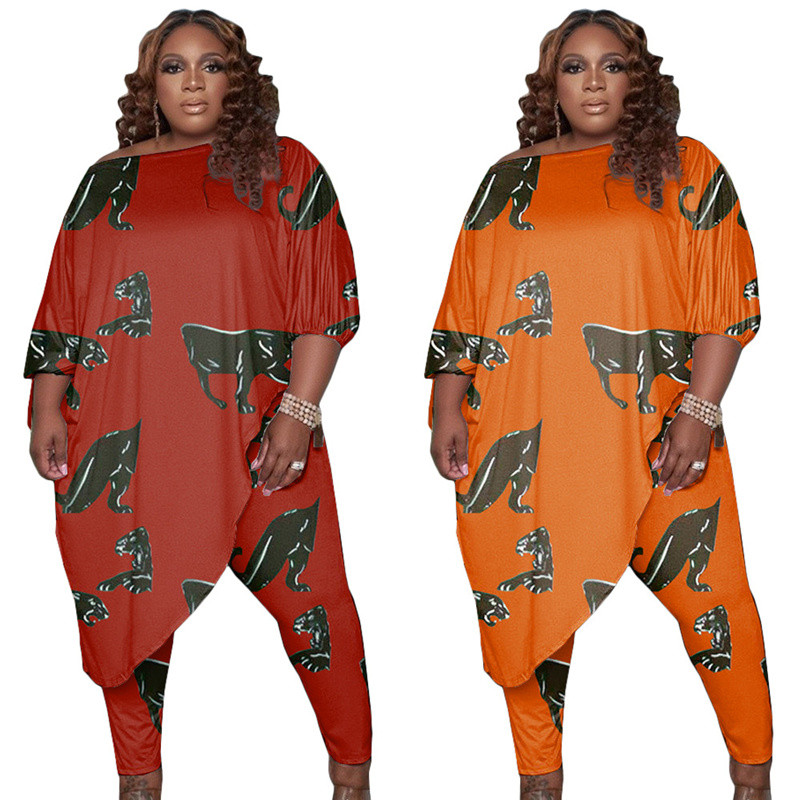 Γυναικεία ρούχα σε μεγάλο μέγεθος δύο τεμαχίων Φθινοπωρινά ρούχα Σετ σαλονιών Μακρυμάνικο μπλουζάκι και κοστούμι παντελόνι Dropshipping χονδρική
