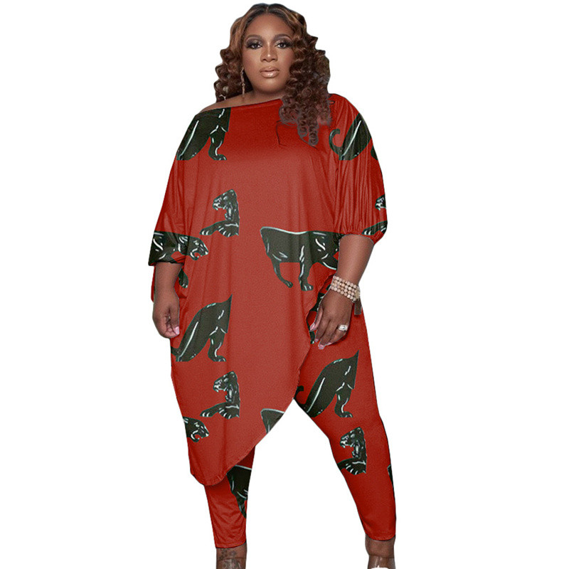 Γυναικεία ρούχα σε μεγάλο μέγεθος δύο τεμαχίων Φθινοπωρινά ρούχα Σετ σαλονιών Μακρυμάνικο μπλουζάκι και κοστούμι παντελόνι Dropshipping χονδρική