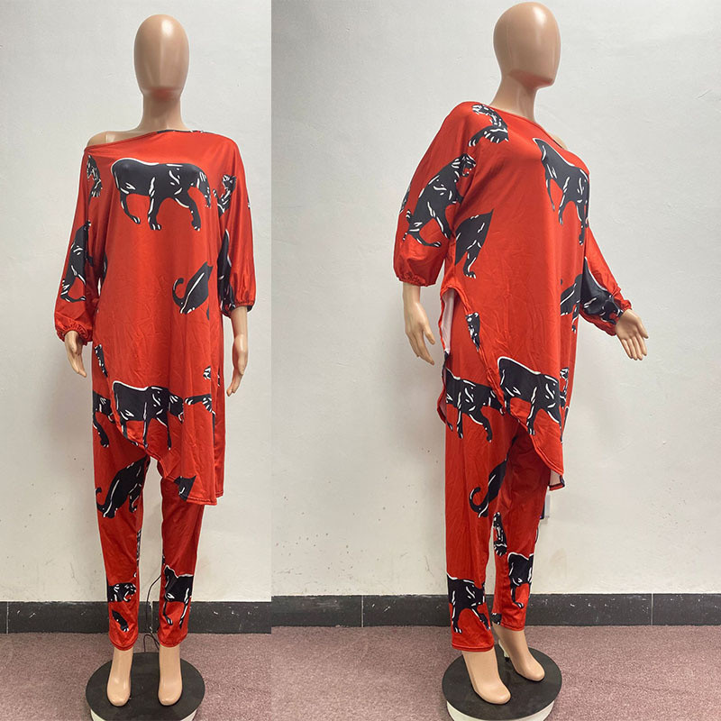 Γυναικεία ρούχα σε μεγάλο μέγεθος δύο τεμαχίων Φθινοπωρινά ρούχα Σετ σαλονιών Μακρυμάνικο μπλουζάκι και κοστούμι παντελόνι Dropshipping χονδρική