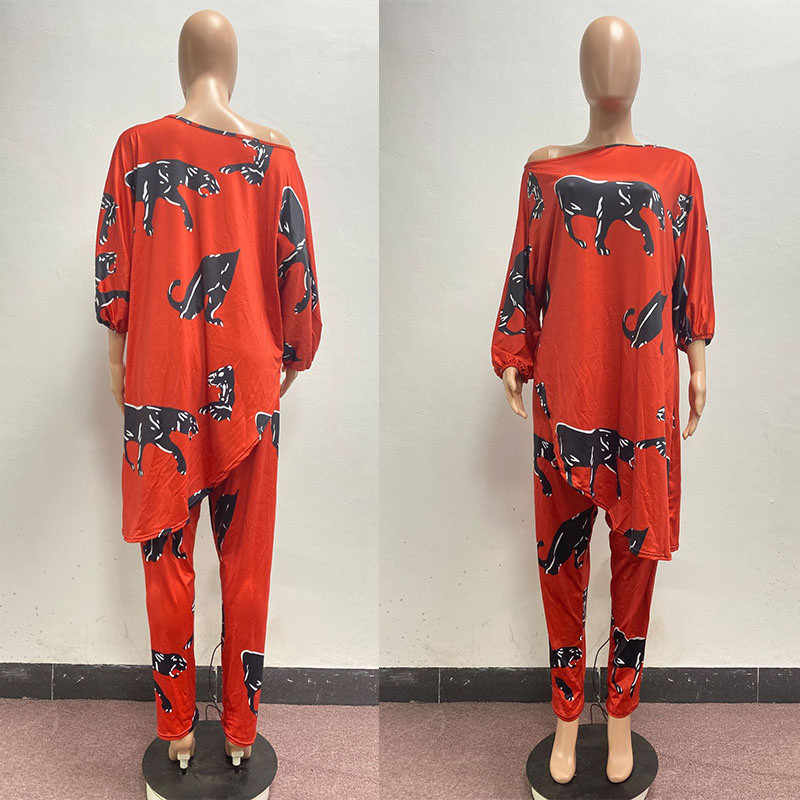 Γυναικεία ρούχα σε μεγάλο μέγεθος δύο τεμαχίων Φθινοπωρινά ρούχα Σετ σαλονιών Μακρυμάνικο μπλουζάκι και κοστούμι παντελόνι Dropshipping χονδρική