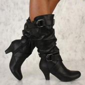 Naiste saapad Mood Uudsus Moodsad saapad Retro Slip-On keskmise kontsaga kandiline kand ümmargune varvas Tugev vööpandlaga pidu Naiste kingad 34-43