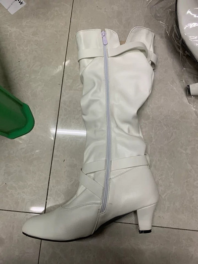 Naiste saapad Mood Uudsus Moodsad saapad Retro Slip-On keskmise kontsaga kandiline kand ümmargune varvas Tugev vööpandlaga pidu Naiste kingad 34-43