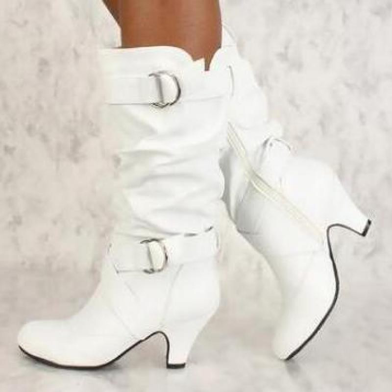 Naiste saapad Mood Uudsus Moodsad saapad Retro Slip-On keskmise kontsaga kandiline kand ümmargune varvas Tugev vööpandlaga pidu Naiste kingad 34-43