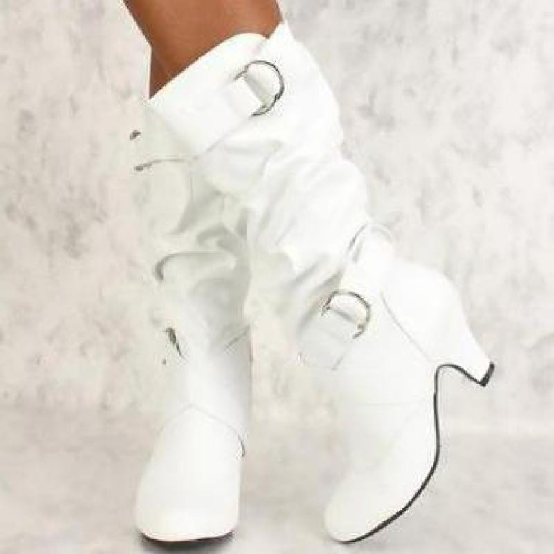 Naiste saapad Mood Uudsus Moodsad saapad Retro Slip-On keskmise kontsaga kandiline kand ümmargune varvas Tugev vööpandlaga pidu Naiste kingad 34-43