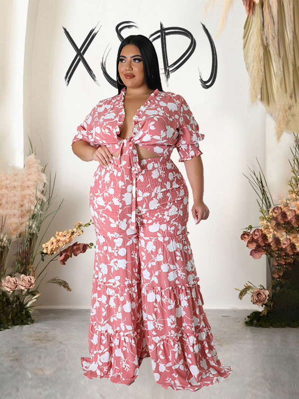 Γυναικεία ρούχα σε μεγάλο μέγεθος Κομψά σετ γυναικείων παντελονιών και μπλούζας σετ δύο τεμαχίων σέξι καλοκαιρινή στολή χονδρική Dropshipping