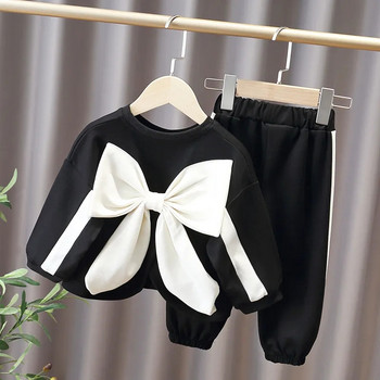 Комплект бебешки дрехи за момичета 2023 г. Нов пролетен и есенен модерен и модерен детски сладък широк пуловер панталони Комплект от 2 бр.