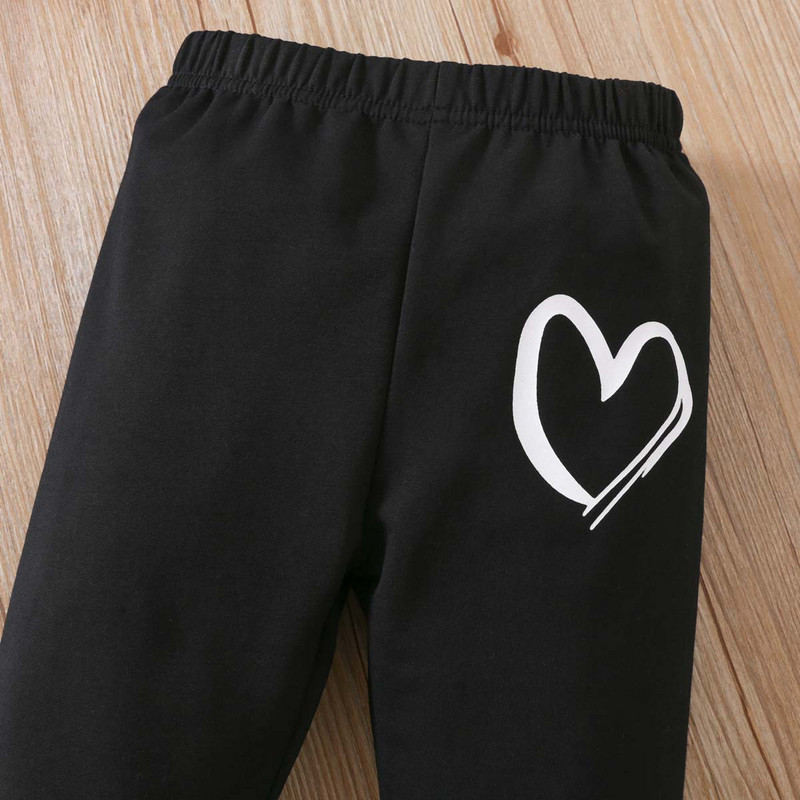 Φθινοπωρινά κορίτσια με μακρυμάνικη αγάπη μπλούζα με στάμπα + παντελόνι βαμβακερό μωρό πουλόβερ για την ημέρα του Αγίου Βαλεντίνου παιδικά ρούχα casual