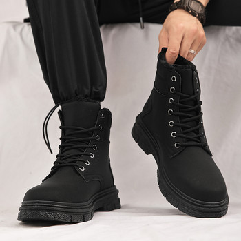 Κοντές ανδρικές μπότες Ανδρικά παπούτσια Plus βελούδινα ζεστά βαμβακερά παπούτσια Αντιολισθητικές μπότες εξωτερικού χώρου Ανδρική πλατφόρμα Casual παπούτσια Μαύρες μπότες χιονιού