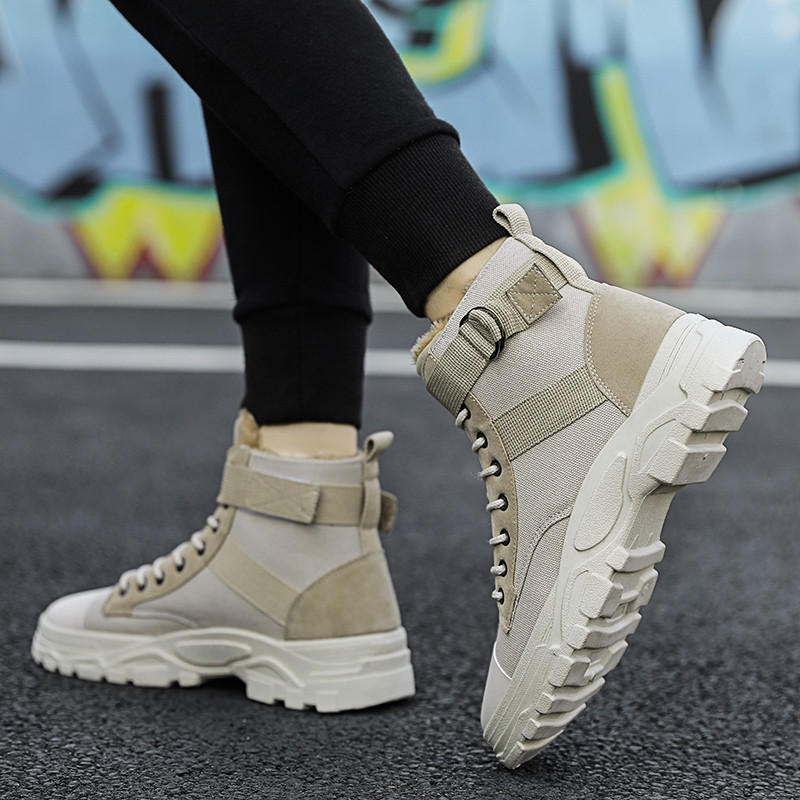 Cizme groase de exterior, 2023, pantofi pentru bărbați, catifea de iarnă, pantofi din bumbac calduri, pentru bărbați, din pânză, cu șireturi, cizme pentru bărbați, la jumătatea gambei, cizme scurte de zăpadă