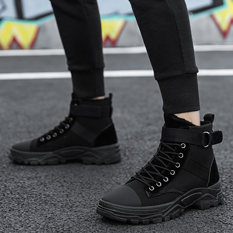 Cizme groase de exterior, 2023, pantofi pentru bărbați, catifea de iarnă, pantofi din bumbac calduri, pentru bărbați, din pânză, cu șireturi, cizme pentru bărbați, la jumătatea gambei, cizme scurte de zăpadă