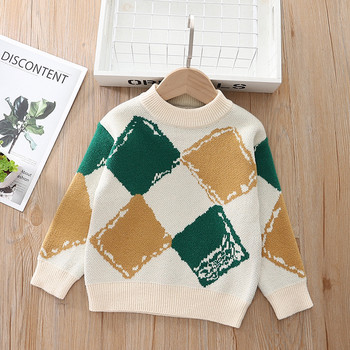 Νέα χειμωνιάτικα βρεφικά ρούχα καρό παιδικά πουλόβερ για κορίτσια Φθινοπωρινό χαριτωμένο πουλόβερ μακρυμάνικο για παιδιά με λαιμόκοψη Κορυφαία παιδικά ρούχα GY09041