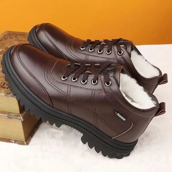 2023 Нови зимни подплатени удебелени мъжки памучни обувки Hundred Casual Snow Boots Мъжки кожени обувки На открито Мъжки обувки Мъжки ботуши