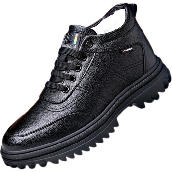 2023 Нови зимни подплатени удебелени мъжки памучни обувки Hundred Casual Snow Boots Мъжки кожени обувки На открито Мъжки обувки Мъжки ботуши