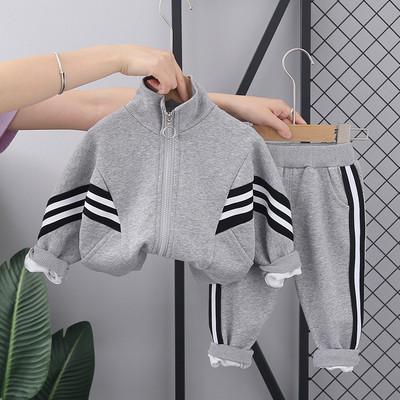 Sügis beebipoiste rõivakomplektid Lastele Triibulised lukuga jakid + püksid 2tk Komplektid Lasteriided Spordiülikond poisile vanuses 1-5 aastat