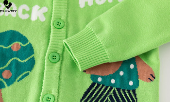 Нови бебешки момчета Есен Зима Анимационни букви Мечка Жакардова жилетка Пуловер Модни плетени пуловери с V-образно деколте Топове Детски жилетки