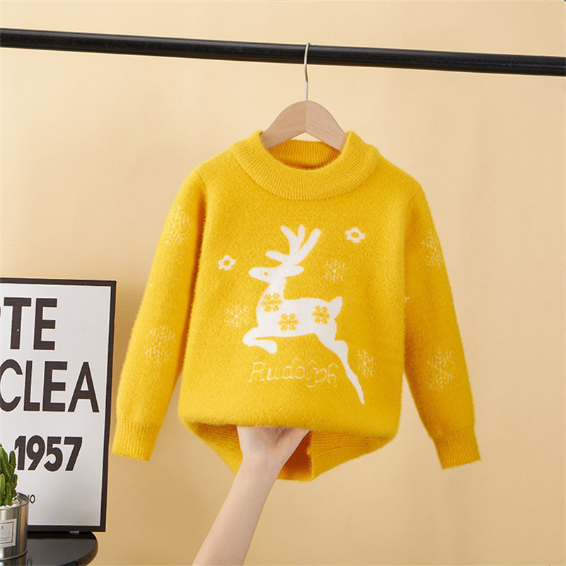 Ελαφάκια για κορίτσια πουλόβερ Παιδικά χριστουγεννιάτικα πουλόβερ Χοντρό ζεστό πλεκτό βαμβακερό μακρυμάνικο πουλόβερ Μπλούζες για παιδιά μόδας ρούχα