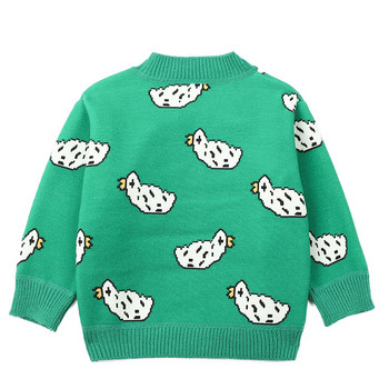 2023 Нови Есен Зима Момичета Момчета V-образно деколте Ежедневни едноредни пуловери за плетене от полар Бебешки деца Карикатура Детска жилетка