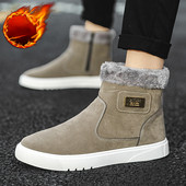 Plus βελούδινες μπότες πλατφόρμας με φερμουάρ 2023 Ανδρικά παπούτσια Μοντέρνα βαμβακερά παπούτσια με ζεστά στρογγυλά δάχτυλα Χειμερινές αντιολισθητικές κοντές μπότες χιονιού