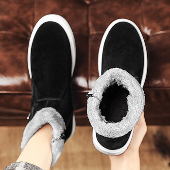 Плюс кадифени ботуши на платформа с цип 2023 Обувки за мъже Модни топли памучни обувки с кръгли пръсти Зимни къси зимни ботуши против плъзгане