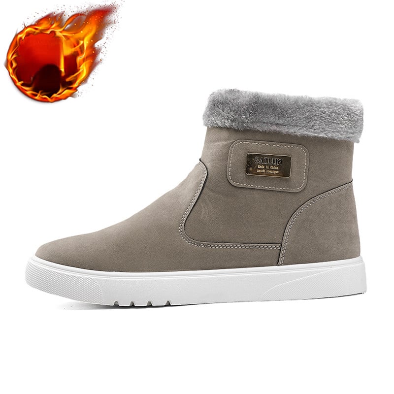Plus βελούδινες μπότες πλατφόρμας με φερμουάρ 2023 Ανδρικά παπούτσια Μοντέρνα βαμβακερά παπούτσια με ζεστά στρογγυλά δάχτυλα Χειμερινές αντιολισθητικές κοντές μπότες χιονιού
