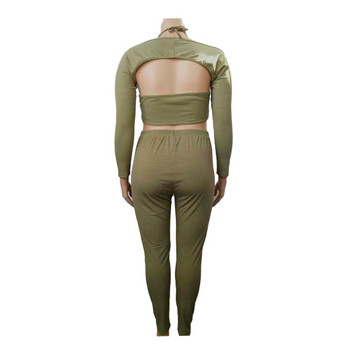 Σέξι ρούχα για γυναικεία νυχτερινά κλαμπ Πράσινα ρούχα μακρυμάνικο γιλέκο και παντελόνι σε συντομογραφία κοστούμι 3 τεμαχίων Dropshipping χονδρική