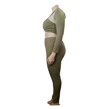 Σέξι ρούχα για γυναικεία νυχτερινά κλαμπ Πράσινα ρούχα μακρυμάνικο γιλέκο και παντελόνι σε συντομογραφία κοστούμι 3 τεμαχίων Dropshipping χονδρική