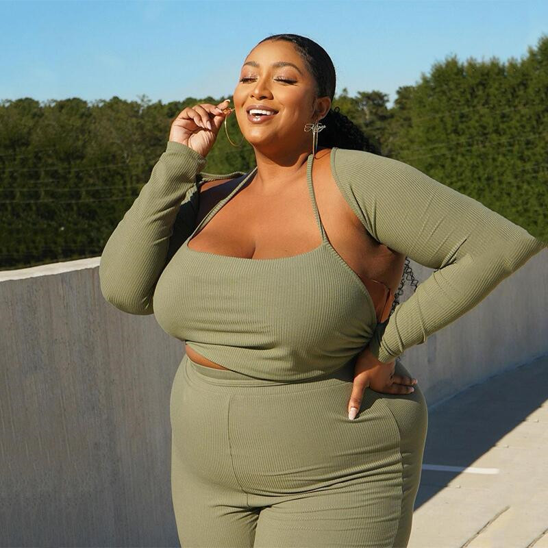 Σέξι ρούχα για γυναικεία νυχτερινά κλαμπ Πράσινα ρούχα μακρυμάνικο γιλέκο και παντελόνι σε συντομογραφία κοστούμι 3 τεμαχίων Dropshipping χονδρική