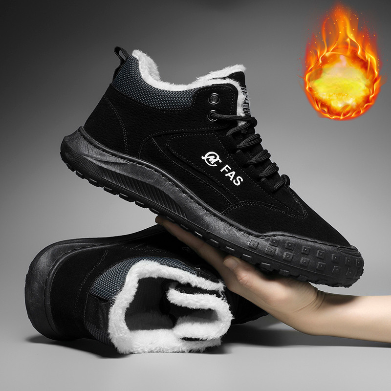Χειμερινές ανδρικές μπότες με κορδόνια Νέα παπούτσια για άντρες με μήκος μέχρι τον αστράγαλο Plus βελούδινα ζεστά βαμβακερά παπούτσια Ρετρό Μπότες εξωτερικού χώρου με χοντρή σόλα Botas