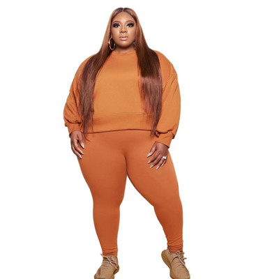 Σετ παντελονιών δύο τεμαχίων με μακρυμάνικο πουλόβερ και κολάν γυναικεία ρούχα σε μεγάλο μέγεθος και γυναικεία φόρμα τζόκινγκ Χονδρική Dropshipping