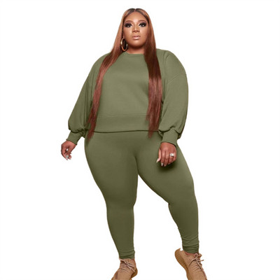 Σετ παντελονιών δύο τεμαχίων με μακρυμάνικο πουλόβερ και κολάν γυναικεία ρούχα σε μεγάλο μέγεθος και γυναικεία φόρμα τζόκινγκ Χονδρική Dropshipping