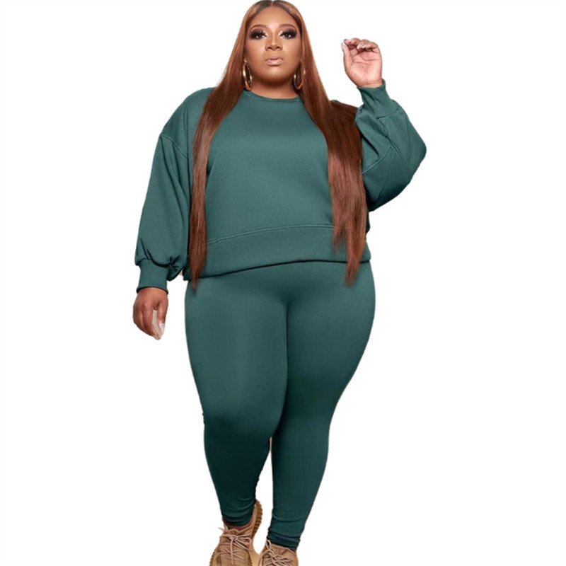 Σετ παντελονιών δύο τεμαχίων με μακρυμάνικο πουλόβερ και κολάν γυναικεία ρούχα σε μεγάλο μέγεθος και γυναικεία φόρμα τζόκινγκ Χονδρική Dropshipping