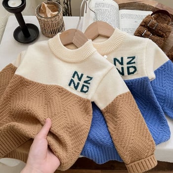 2023 Есен Зима Нов контрастен цвят Марка Дизайнерски пуловери за момчета Универсален плетен пуловер за момичета Ново хубаво облекло GY08211