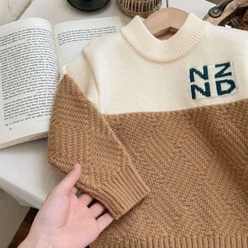 2023 Есен Зима Нов контрастен цвят Марка Дизайнерски пуловери за момчета Универсален плетен пуловер за момичета Ново хубаво облекло GY08211