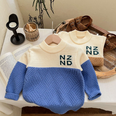 Φθινόπωρο 2023 Χειμώνας Νέο Αντίθετο Χρώμα Επώνυμα Πουλόβερ για αγόρια Ευέλικτο πλεκτό πουλόβερ για κορίτσια Νέα ωραία ρούχα GY08211